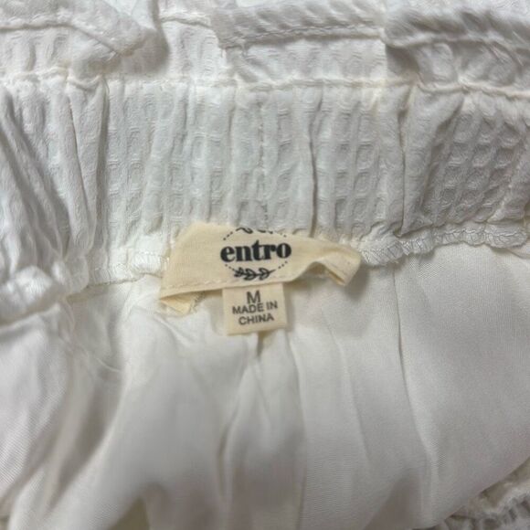 Entro Women’s White Textured Long Sleeve Top & Short Set Size Medium NEW - Picture 12 of 14